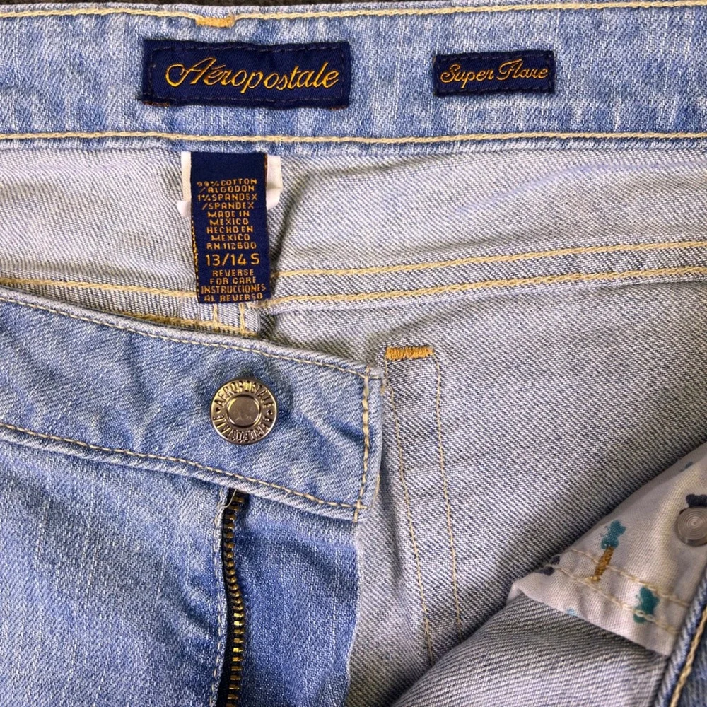 Aeropostale Flare Jeans Womens 13/14S Light Wash Low-Rise Stretch Y2K Fit35x30.5